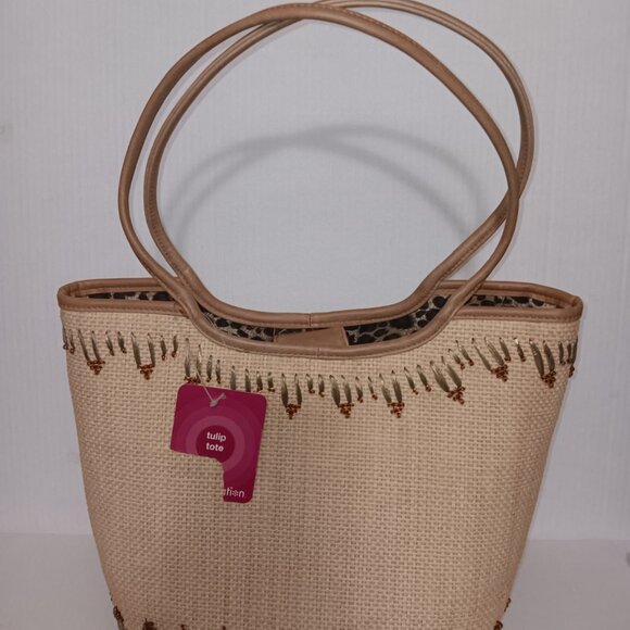 WOMEN'S TARGET WOVEN STRAW TULIP TOTE BAG - Picture 10 of 11